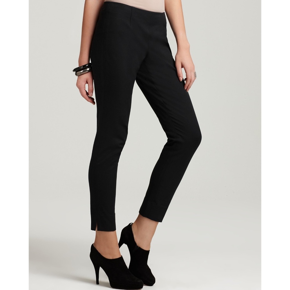 Theory Belisa Mandatory Bi Stretch Cropped Pants With Side Zip Size US 0 Black